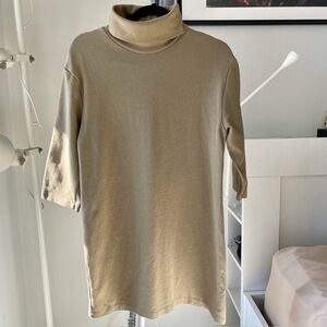 Zara Olive Green Sweatshirt Turtleneck Dress Small